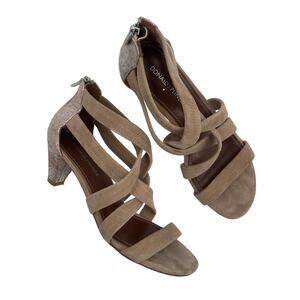 DONALD J PLINER Vida Heels Size 8.5 Shoes Suede Metallic Reptile Zipper Heel